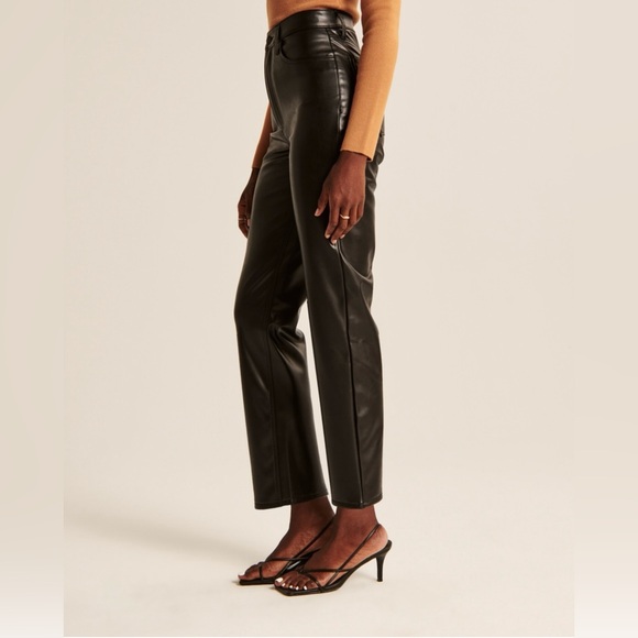 Abercrombie & Fitch Curve Love Vegan Leather Ankle Straight Pants, NWT - Picture 5 of 10